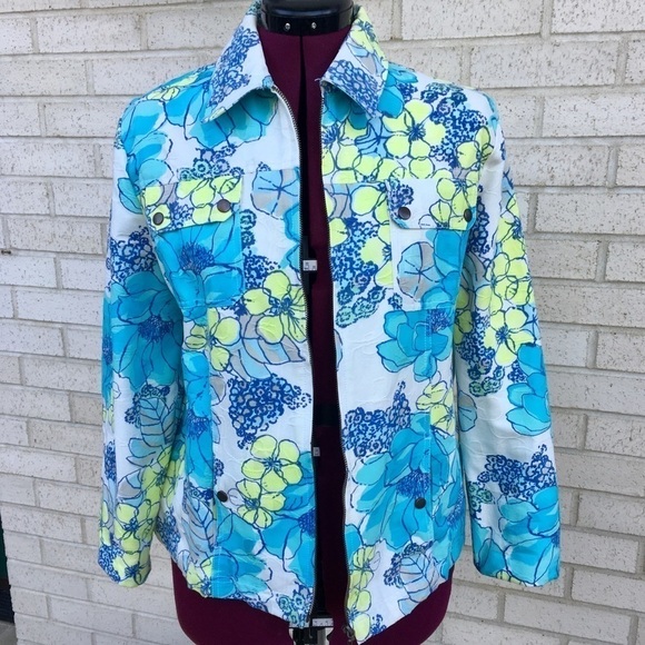Draper’s & Damon’s Floral Jacket Blue & Yellow - Picture 1 of 7